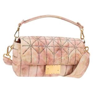 FENDI Holiday Edition Mamma Baguette Bag Velor Pink Gold